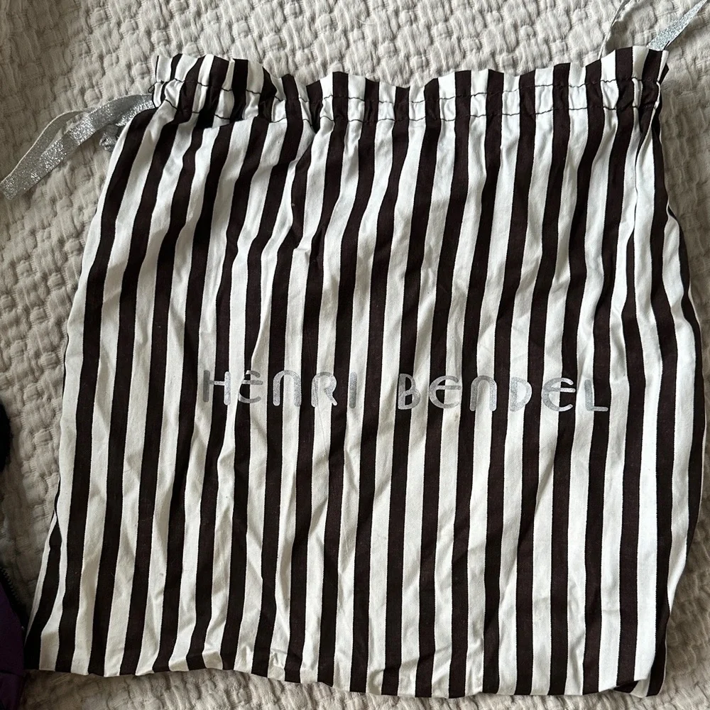 Henri Bendel Purple satin bag with Navy Blue and silver accents - Picture 12 of 16